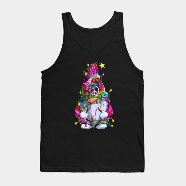 Cute Tie Dye Gnome Christmas Lights Xmas Gnome Lover Tank Top by Magazine